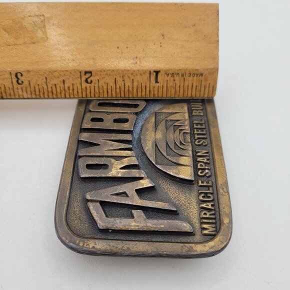 Vintage Farmboss Brass Belt Buckle Miracle Span Steel Buildings Overland Prk, KS - Picture 6 of 9